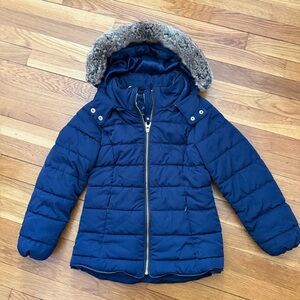 Joules 9Y Cassington French Navy Quilted Puffer Coat w/Removable  Hood